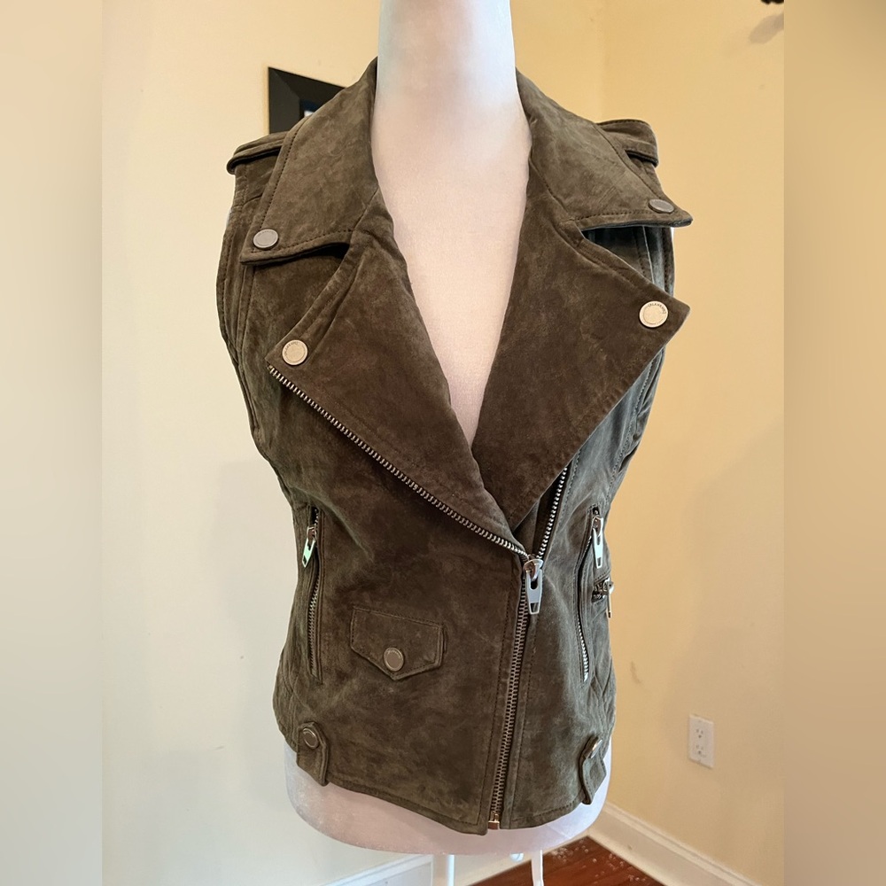 Blank NYC Olive Green Genuine Suede‎ Biker Vest